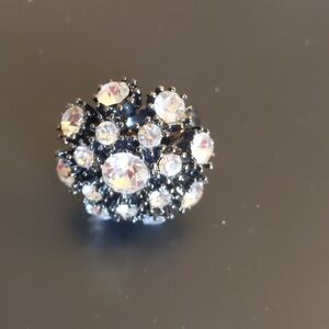 Chico's Black Clear Cut Crystal Ring Size 9